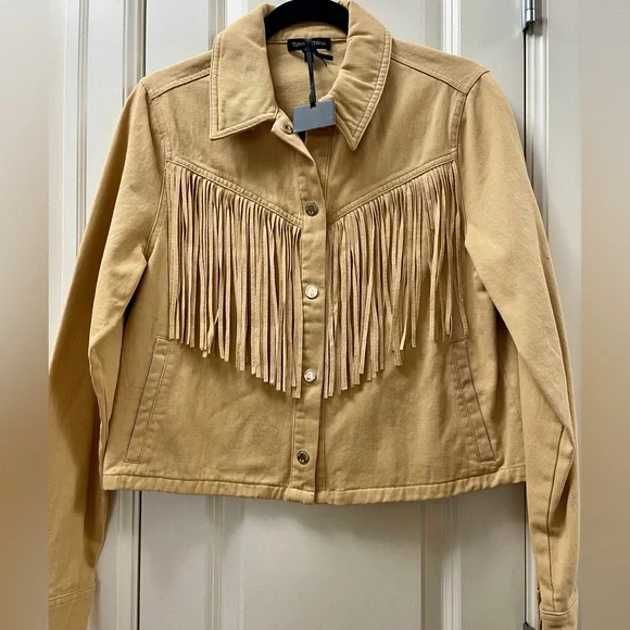 ✨ NWT Tramontana Beige Fringe Cotton Jacket – EU 38 (S/M) - Picture 2 of 6